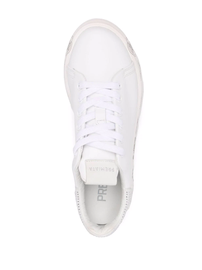 Shop Premiata Belle Crystal-back Sneakers In White