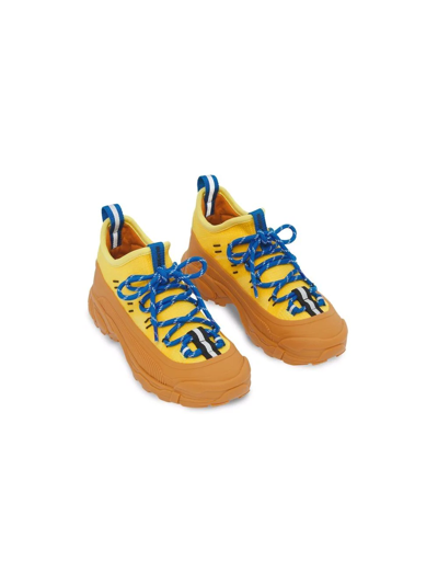 Shop Burberry Chunky Lace-up Sneakers In Yellow