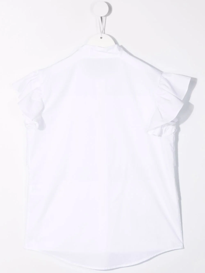 Shop Elie Saab Junior Teen Ruffled-trim Sleeveless Shirt In White