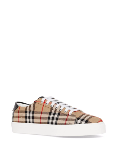 Shop Burberry Vintage Check Low-top Sneakers In Brown