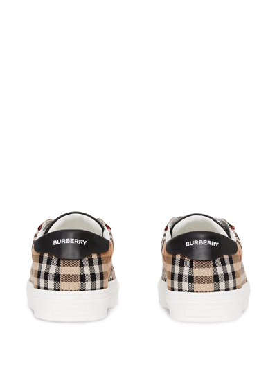 Shop Burberry Vintage Check Low-top Sneakers In Brown
