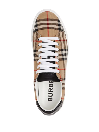 Shop Burberry Vintage Check Low-top Sneakers In Brown