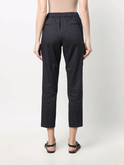 Shop Peserico Cropped Straight-leg Trousers In Blue