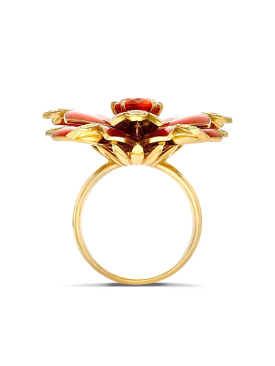 Shop Pragnell 18kt Yellow Gold Wildflower Fire Opal Cocktail Ring