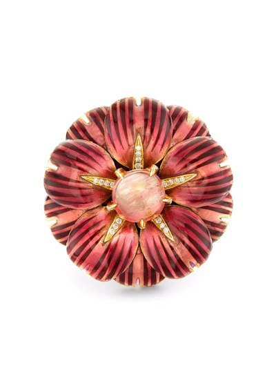 Shop Pragnell 18kt Yellow Gold Wildflower Tourmaline And Diamond Cocktail Ring