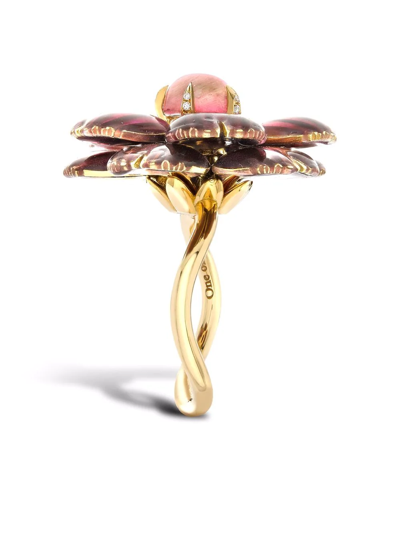 Shop Pragnell 18kt Yellow Gold Wildflower Tourmaline And Diamond Cocktail Ring