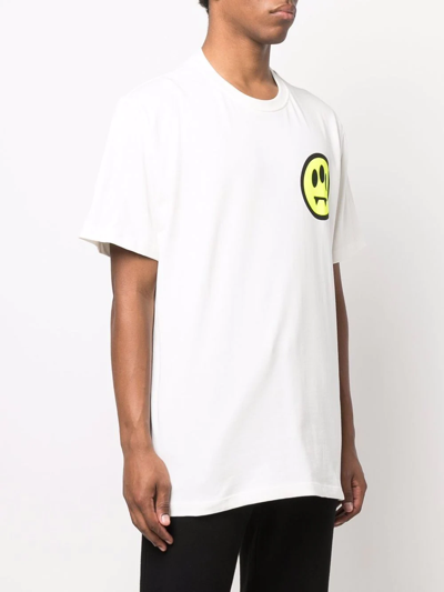 Shop Barrow Smiley-logo Crew-neck T-shirt In White