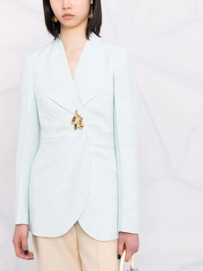 Shop Jil Sander Brooch-detail Tailored Blazer In Blue