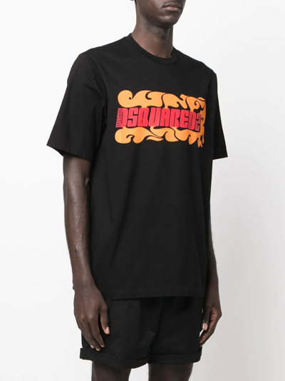 Shop Dsquared2 Wave Logo Slouch Short-sleeve T-shirt In Black