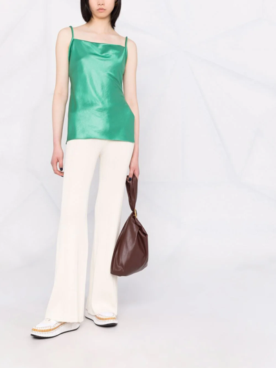 Nanushka Neza Glossy Satin Camisole In Verde | ModeSens