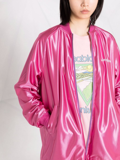Shop Khrisjoy Logo-embroidered Bomber Jacket In Pink