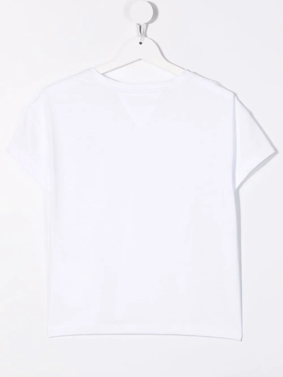 Shop Tommy Hilfiger Junior Teen Smiley-face Logo Print T-shirt In White