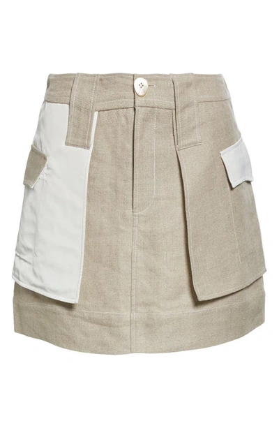 Shop Ganni Colorblock Linen Skirt In Nature