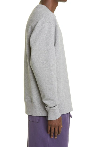 Shop Acne Studios Fairview Face Patch Organic Cotton Sweatshirt In Light Grey Melange