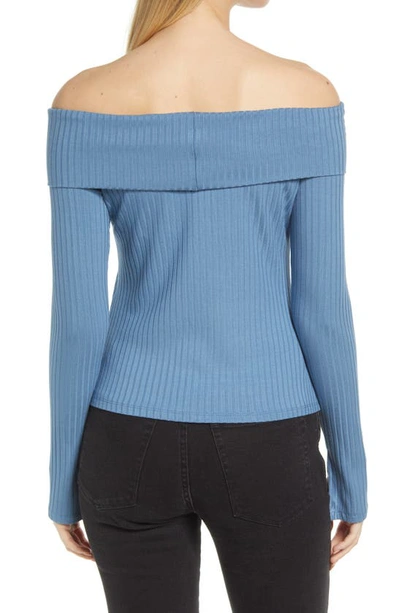 Shop 1.state Rib Off The Shoulder Top In Blue