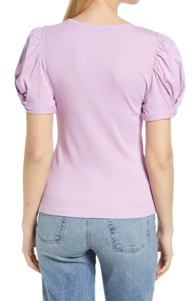 Shop 1.state Puff Sleeve Rib Knit T-shirt In Violet Tulle