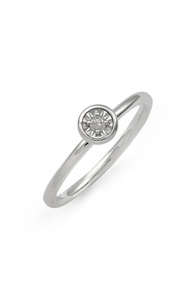 Shop Monica Vinader Essential Diamond Ring In Ss