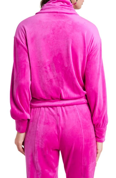 1.state Turtleneck Velour Top In Party Pink