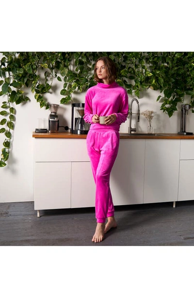 1.state Turtleneck Velour Top In Party Pink