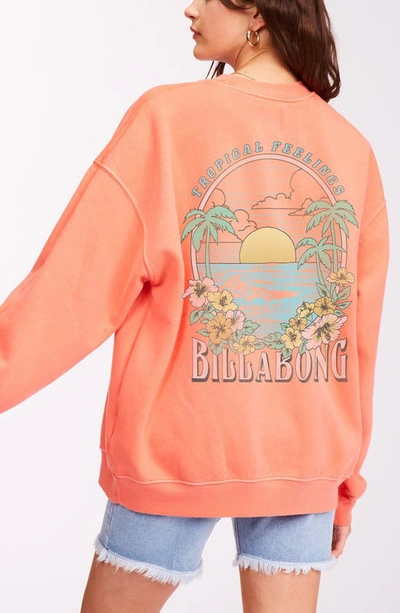 Shop Billabong Ride In Cotton Blend Graphic Sweatshirt In Pink Sunset