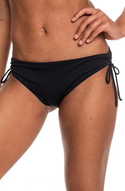 Roxy Beach Classics Side Tie Hipster Bikini Bottoms In Anthracite