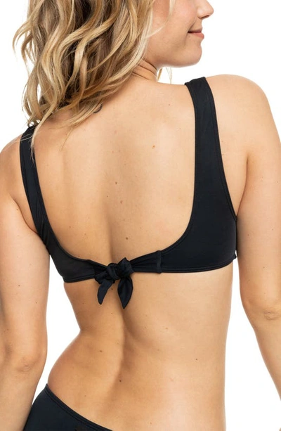 Shop Roxy Beach Classics Elongated Triangle Bikini Top In Anthracite