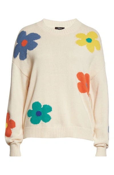 Shop Rails Perci Intarsia Floral Cotton Blend Crewneck Sweater In Ivory Daisies