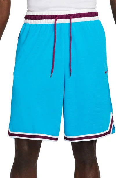 Shop Nike Dri-fit Dna Mesh Shorts In Laser Blue/sangria