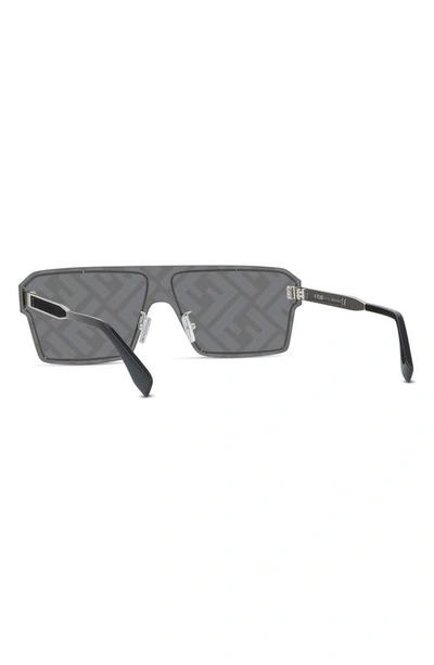 Shop Fendi Fragment Shield Sunglasses In Shiny Palladium / Brown Mirror