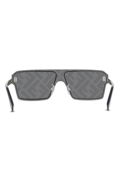 Shop Fendi Fragment Shield Sunglasses In Shiny Palladium / Brown Mirror
