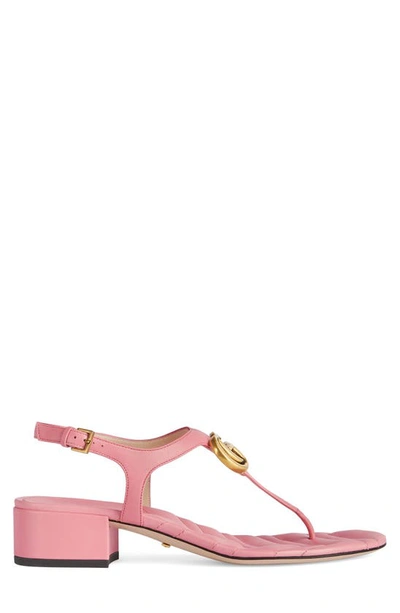 Shop Gucci Gg Logo Thong Sandal In Wild Rose