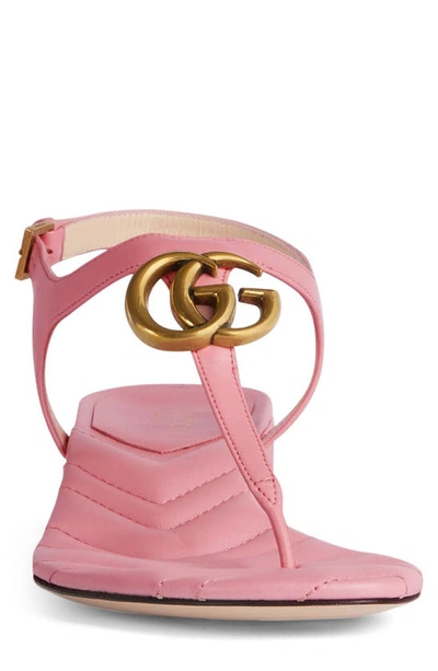Shop Gucci Gg Logo Thong Sandal In Wild Rose
