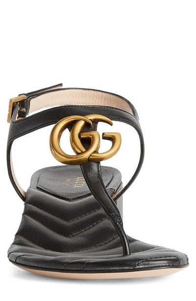 Shop Gucci Gg Logo Thong Sandal In Nero