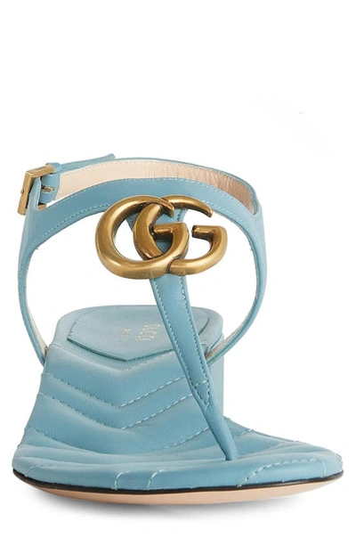 Shop Gucci Gg Logo Thong Sandal In Sweet Blue