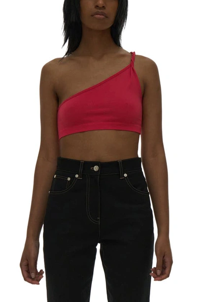 Shop Helmut Lang Asymmetric Twist One Shoulder Bralette In Rose