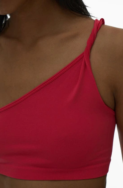 Shop Helmut Lang Asymmetric Twist One Shoulder Bralette In Rose