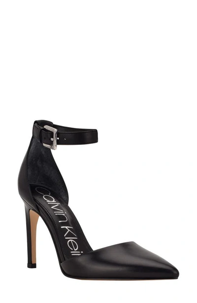 Shop Calvin Klein Hilda D'orsay Ankle Strap Pump In Black 003