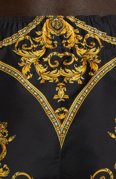 Shop Versace Medusa Silk Boxers In Black Gold