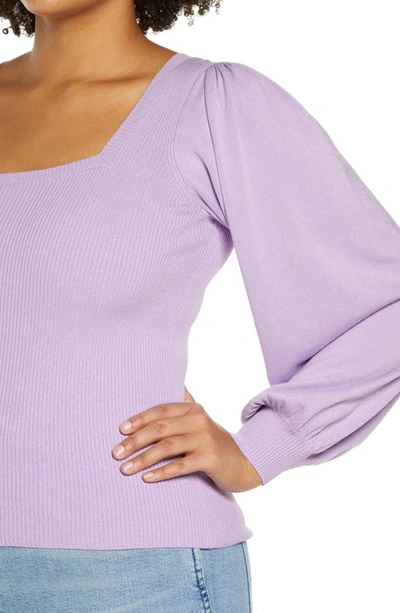 Shop Vero Moda Curve Glory Puff Sleeve Ribbed Sweater In Lavendula