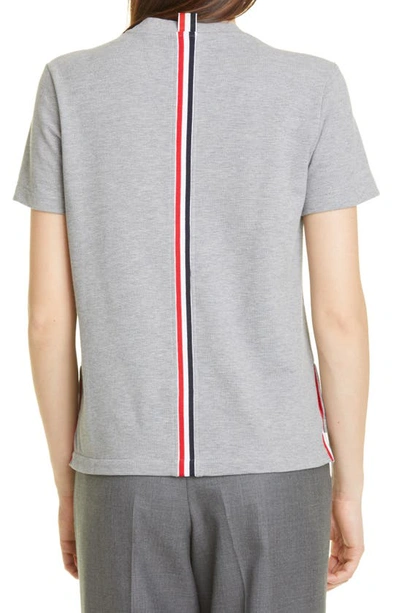 Shop Thom Browne Tricolor Stripe Cotton Piqué T-shirt In Light Grey