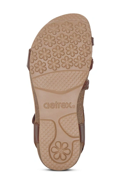 Shop Aetrex Jillian Braided Leather Strap Sandal In Walnut