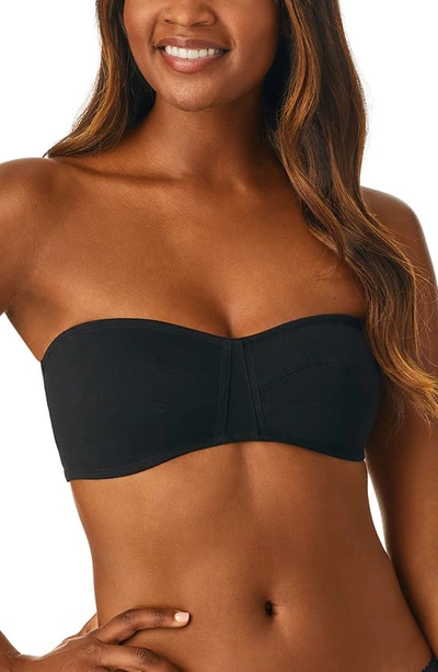 Shop On Gossamer Cabana Strapless Cotton Blend Bandeau In Black