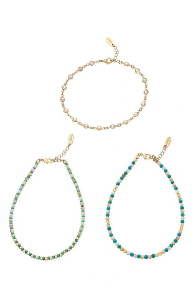 Shop Ettika Set Of 3 Anklets In Gold