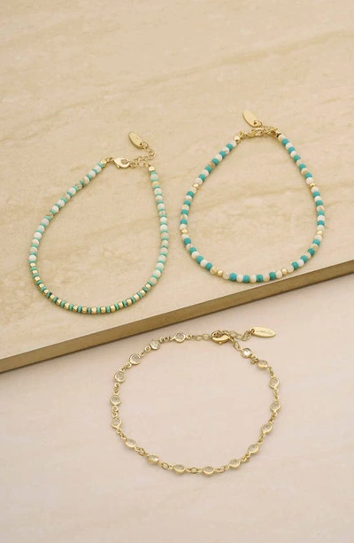 Ettika Set Of 3 Anklets In Gold