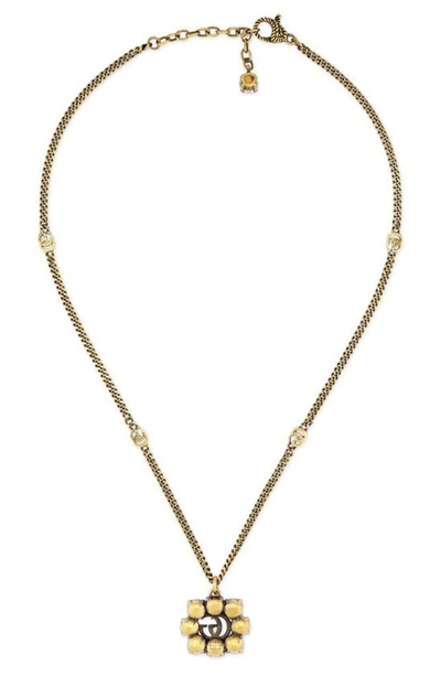 Shop Gucci Gourmet Crystal Pendant Necklace In Gold