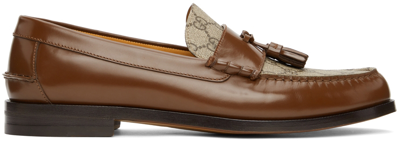 Shop Gucci Brown Gg Tassel Loafers In 2261 Indian Ebony/be