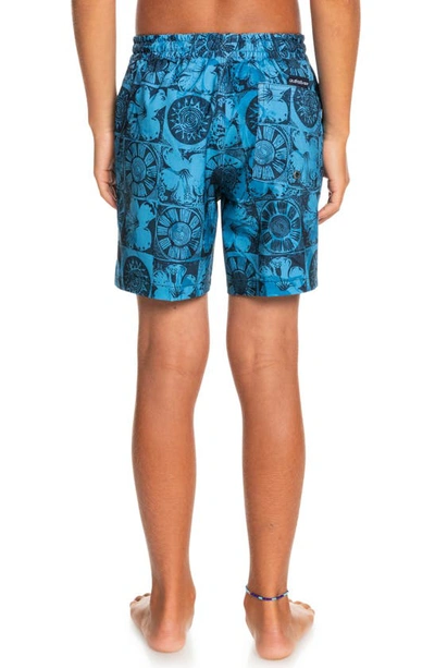 Shop Quiksilver Kids' Oceanmade Recycled Polyester Swim Trunks In Insignia Blue