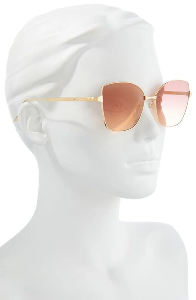 Shop Cartier 59mm Cat Eye Sunglasses In Gold 2