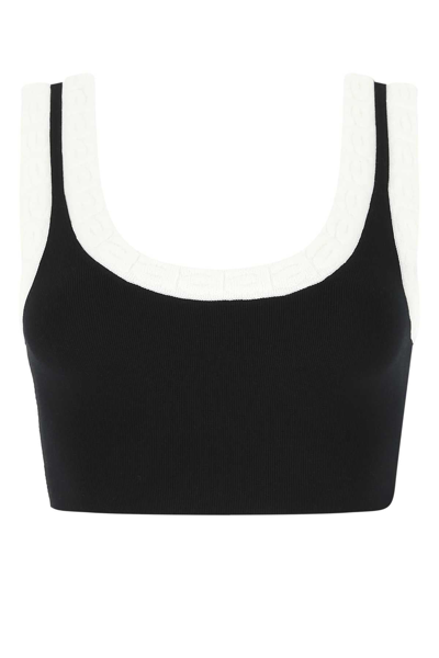 Shop Alexander Wang Logo Trim Knitted Bra Top In Black