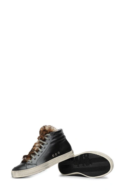 Shop P448 Skate Genuine Shearling Trim High Top Sneaker In Black